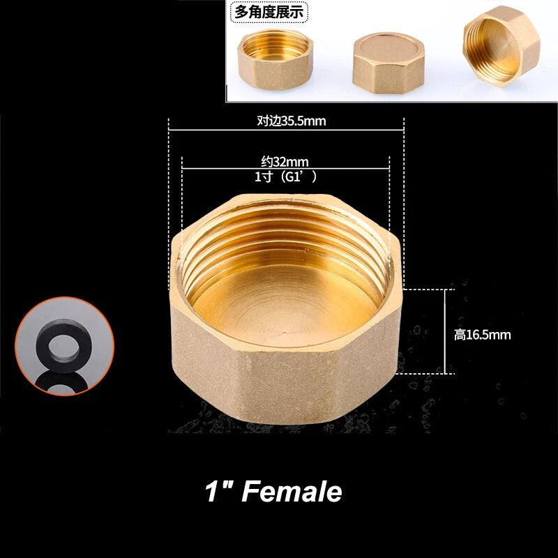 Brass BSP Blanking Cap Plug — 1/8" to 2" Male & Female Stop End with Washer