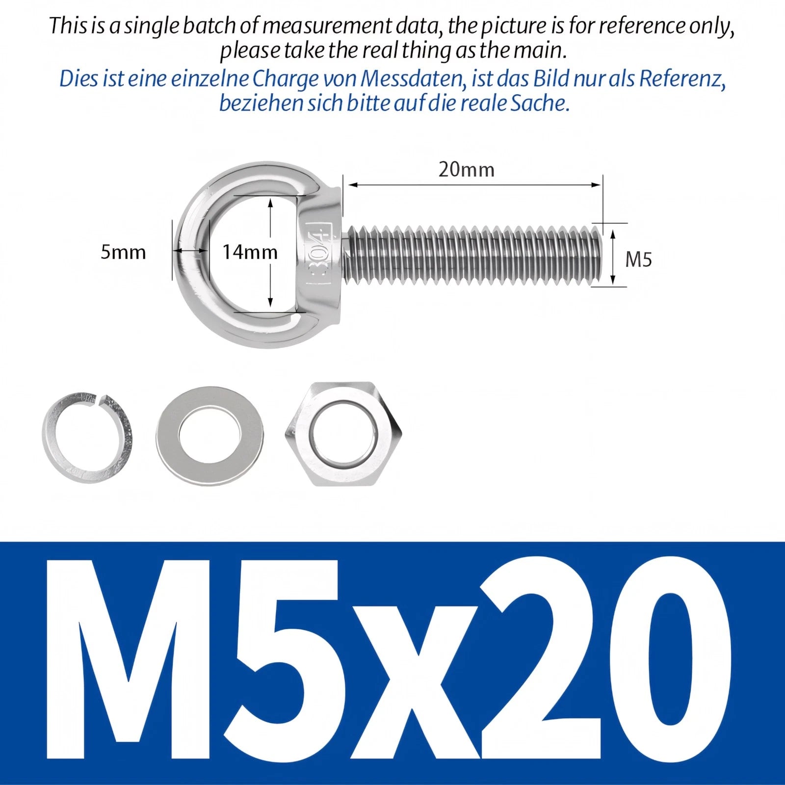M3 M4 M5 M6 Eye Bolts Kit Screws Nut Washer Long Boat Stainless Steel A2 304