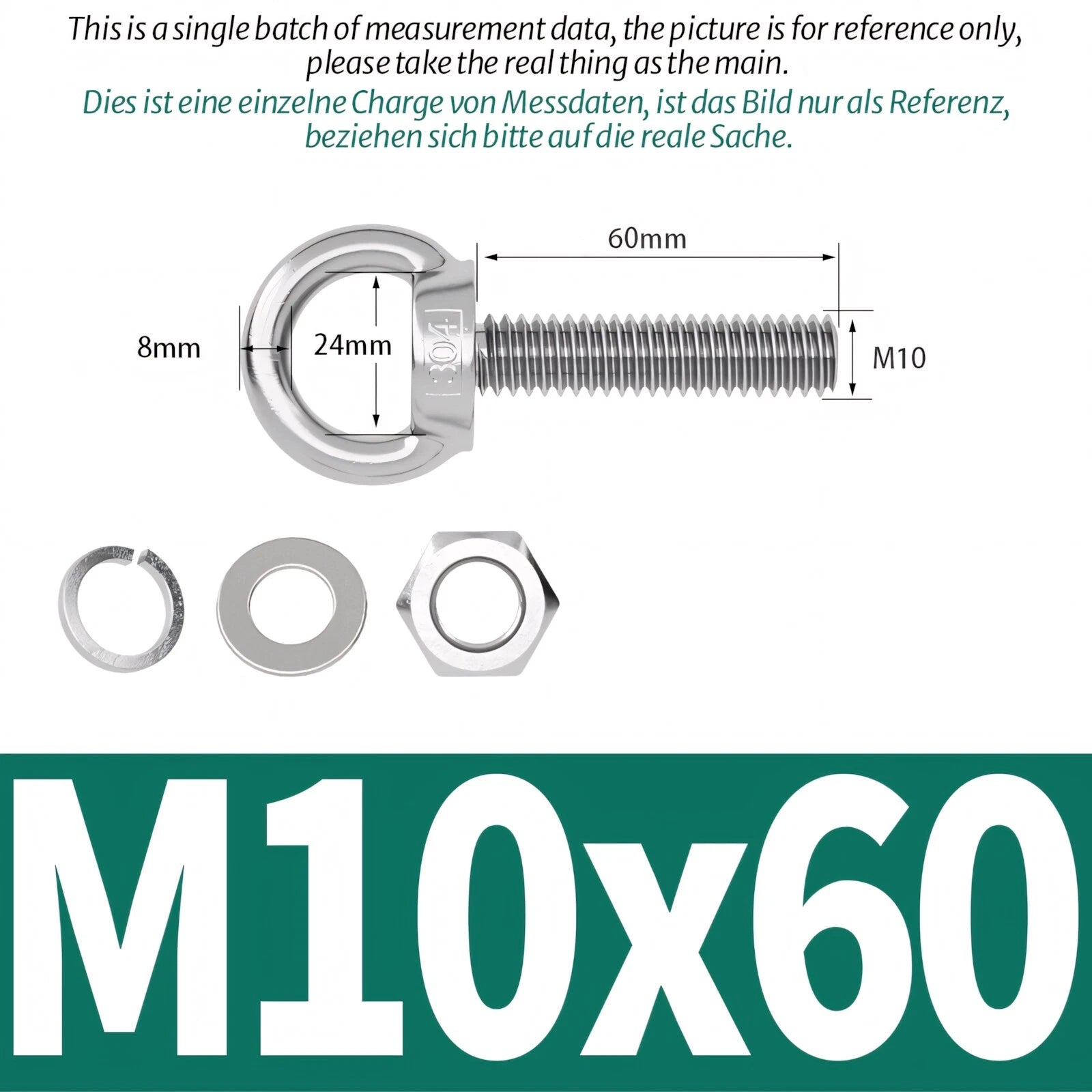 M8 M10 M12 Eye Bolts Kit Screws Nut Washer Long Boat Stainless Steel A2 304
