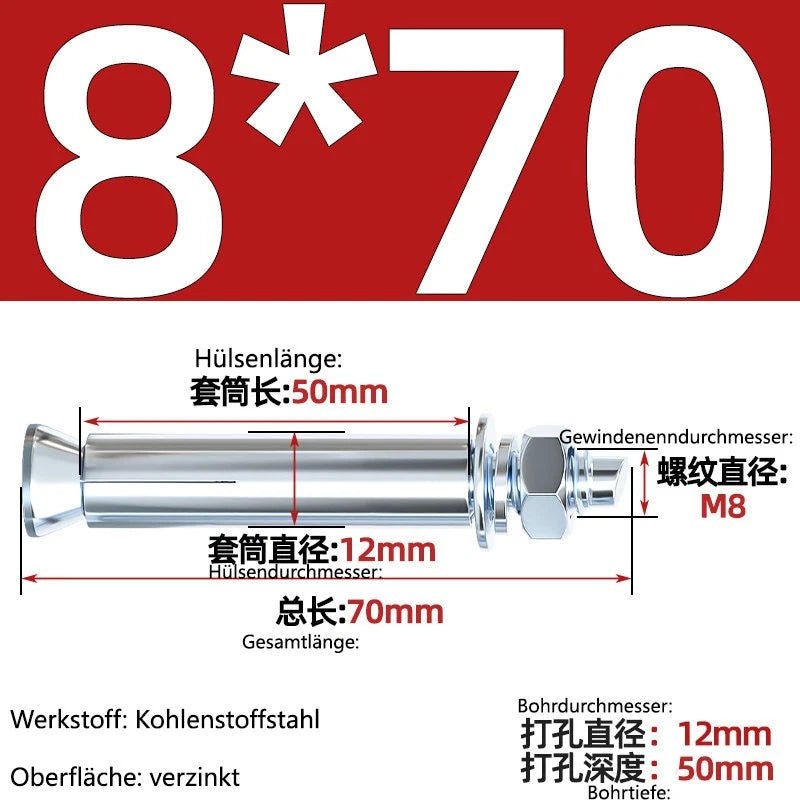 Sleeve Anchor Expansion Bolts for Concrete – Galvanised Carbon Steel M6 to M20 - HomeDIYer