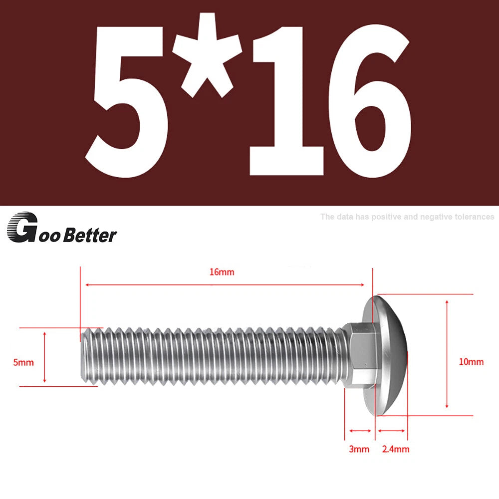 M4–M12 Carriage Bolts A2 Stainless Steel | Cup Square Neck Screws