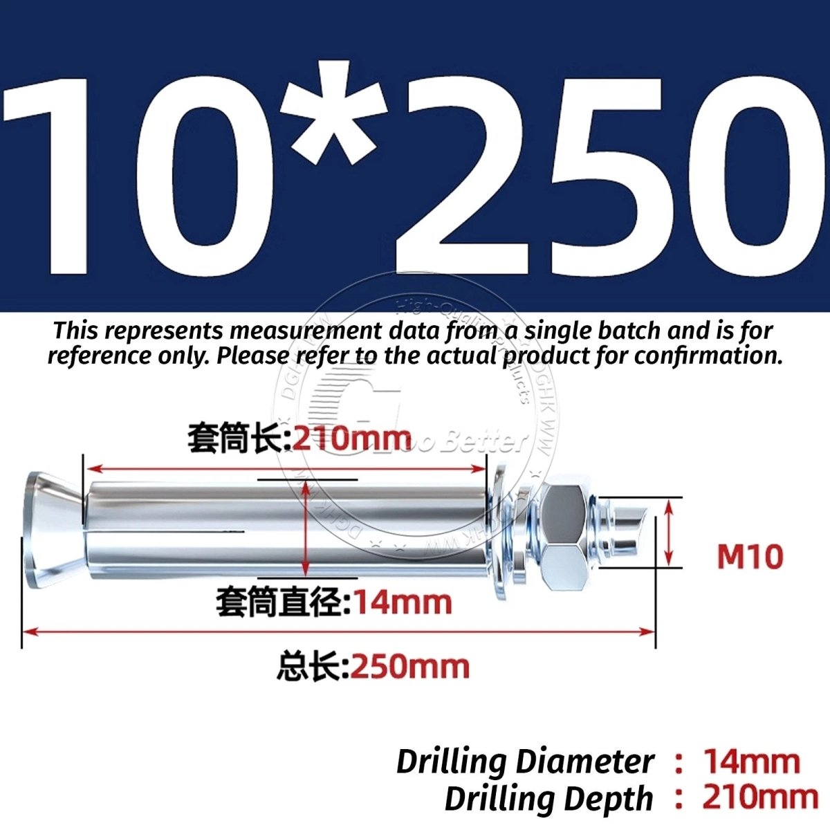 Concrete Expansion Anchor Bolts M6–M20, Extra Long Masonry Wall Screws – Iron Blue White Zinc / Iron - colour Zinc - HomeDIYer