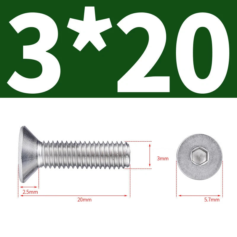 Allen Countersunk Head Screws V4A Steel Hexagon Socket Flat Head Machine Screw
