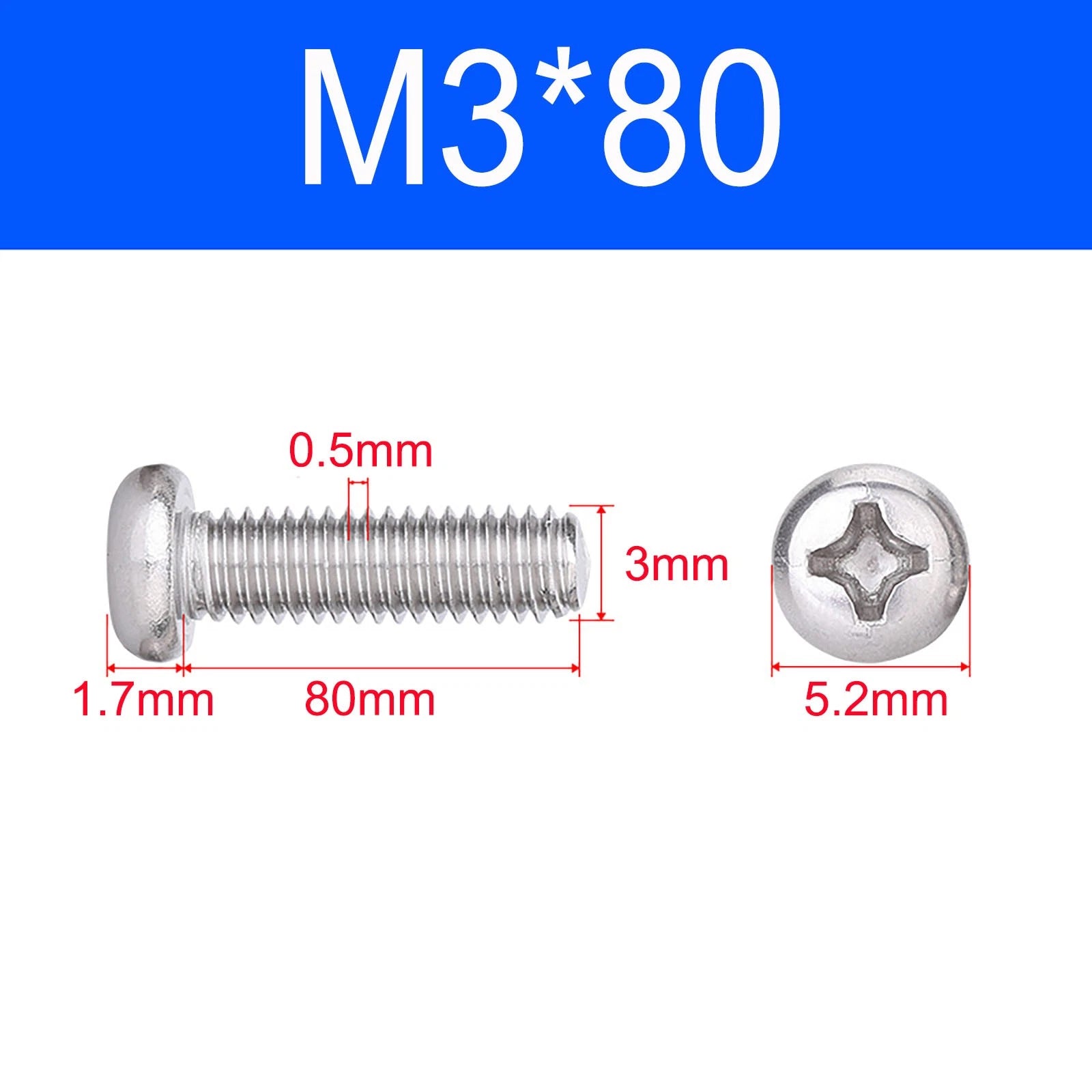 M3 M3.5 M4 M5 A2 Stainless Steel Pozi Pan Head Machine Screws DIN 7985