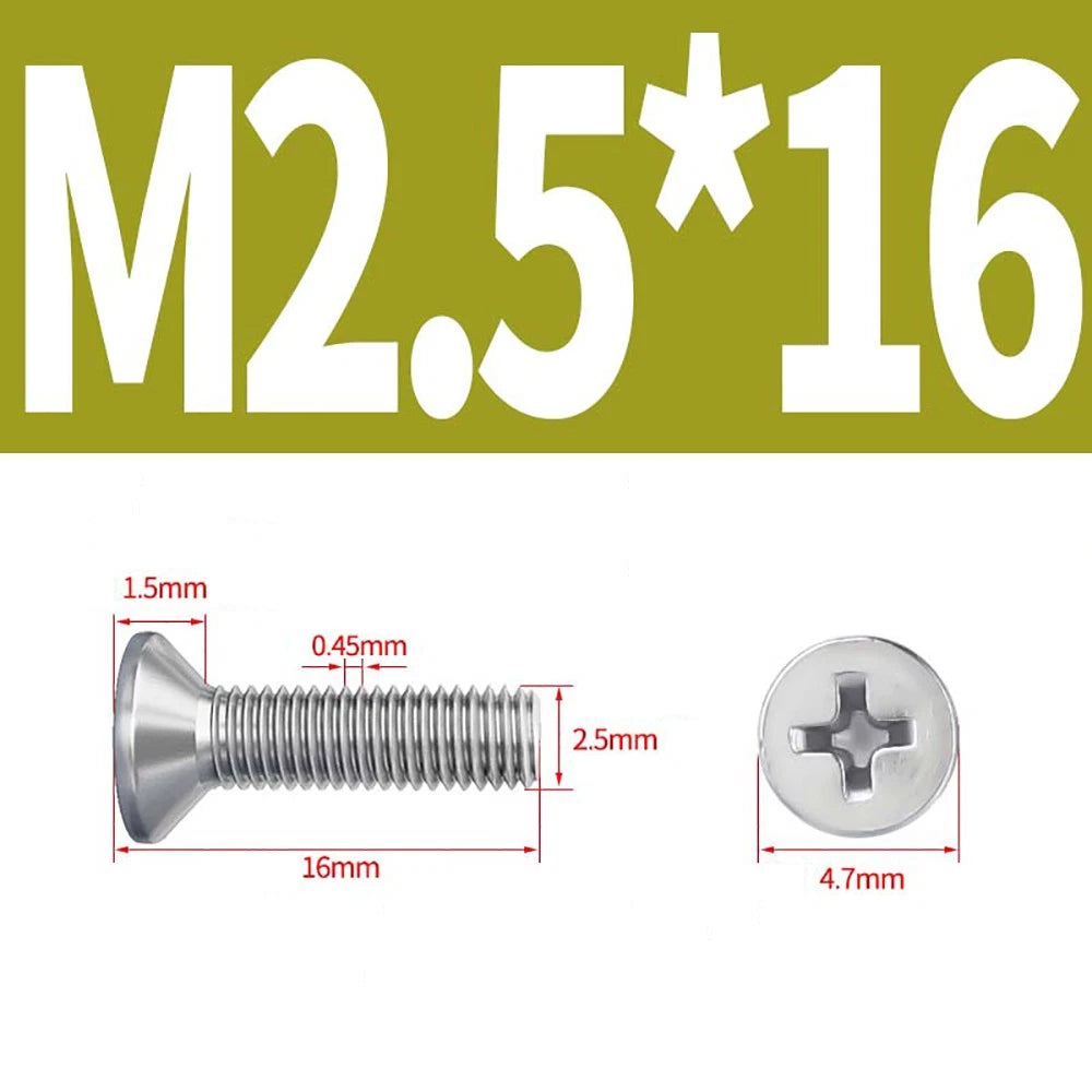 M2–M8 A4 Stainless Steel Phillips Countersunk Screws – Marine Grade, DIN 965, Fully Threaded (3–100mm)