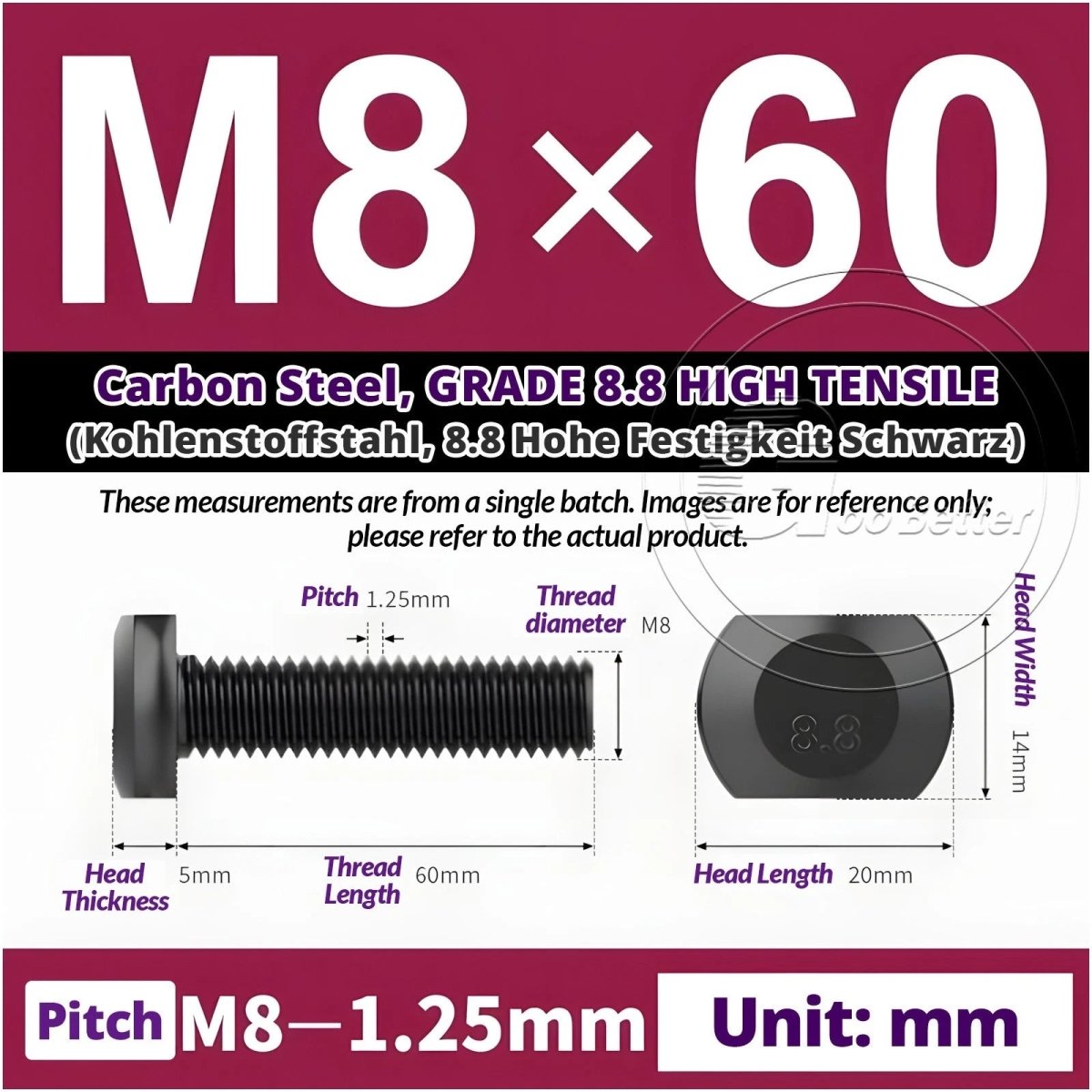 T - Slot Bolts M6 to M20 | Grade 8.8 High Tensile | T - Track Bolts 16mm–500mm - HomeDIYer