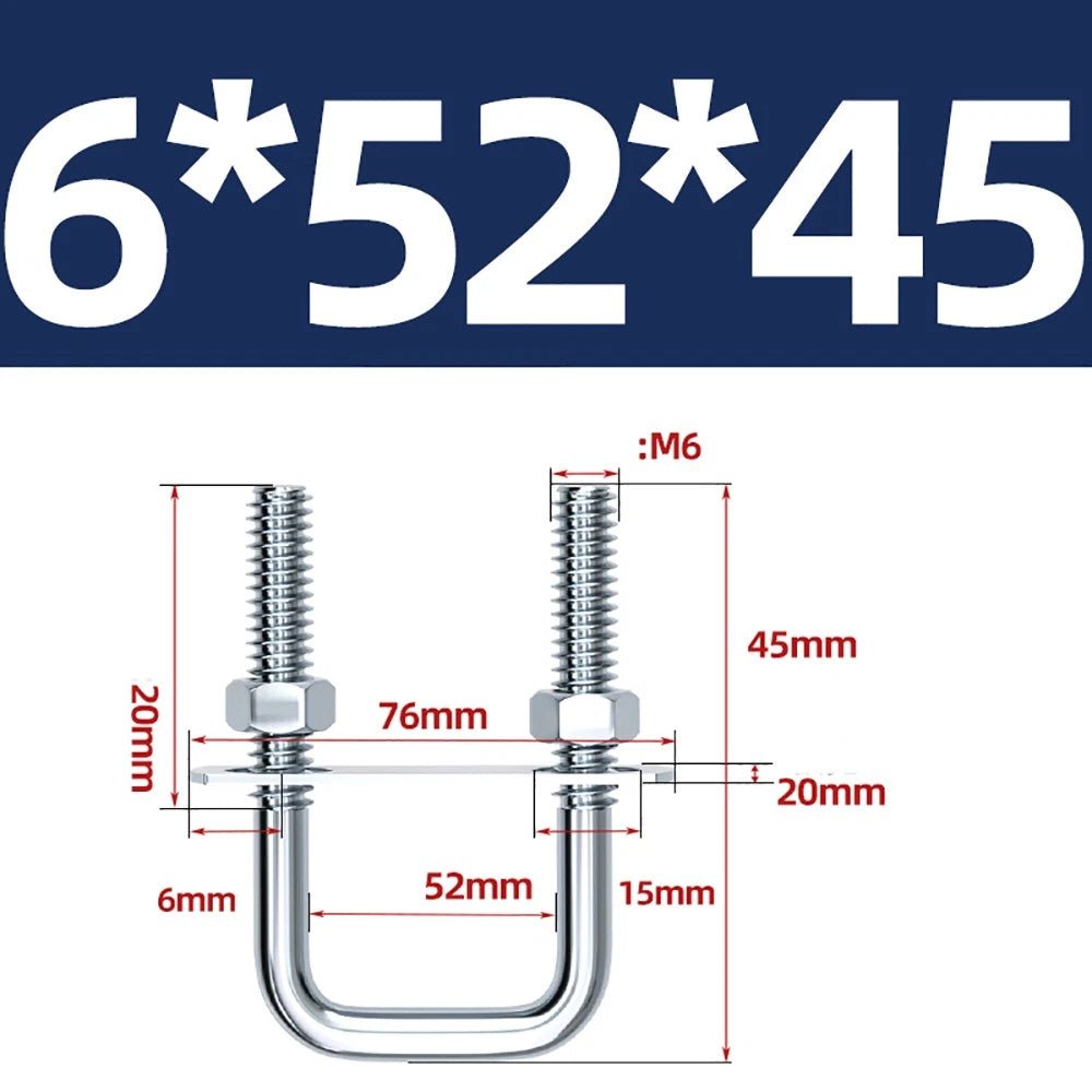 Square U - Bolts with Plate and Nuts – M6 M8 M10 M12 Zinc Plated, Trailer & Pipe Clamp Fasteners - HomeDIYer