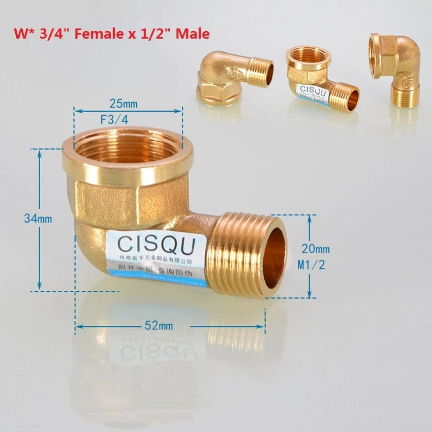 Brass NPT Pipe Fittings – 1/2" & 3/4" Male Female Thread Adapter Connector