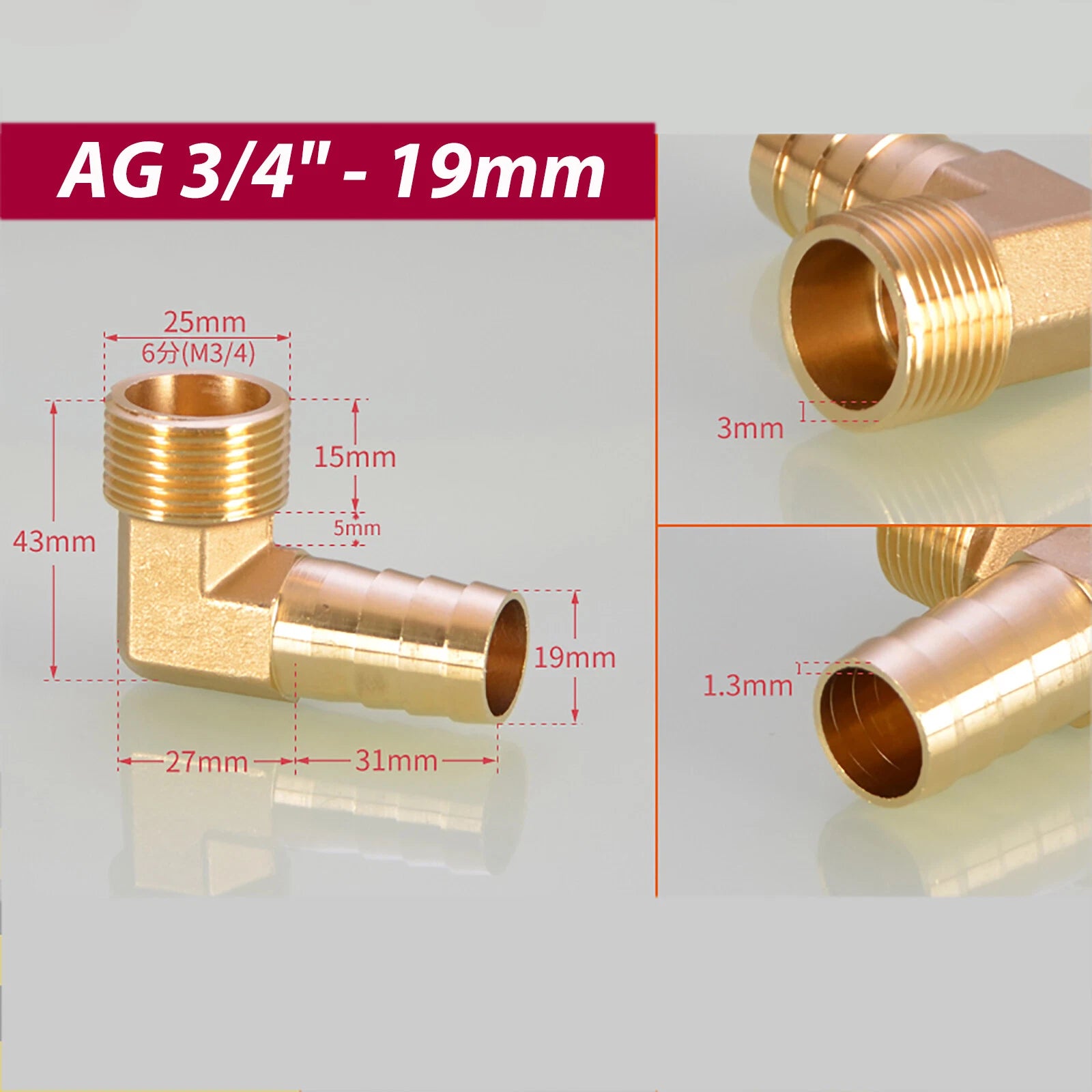 Brass 90° BSP Male Elbow x Barbed Hose Tail Fitting – Air & Water Pipe Connector