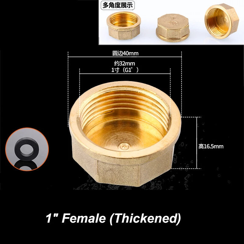 Brass BSP Blanking Cap Plug — 1/8" to 2" Male & Female Stop End with Washer