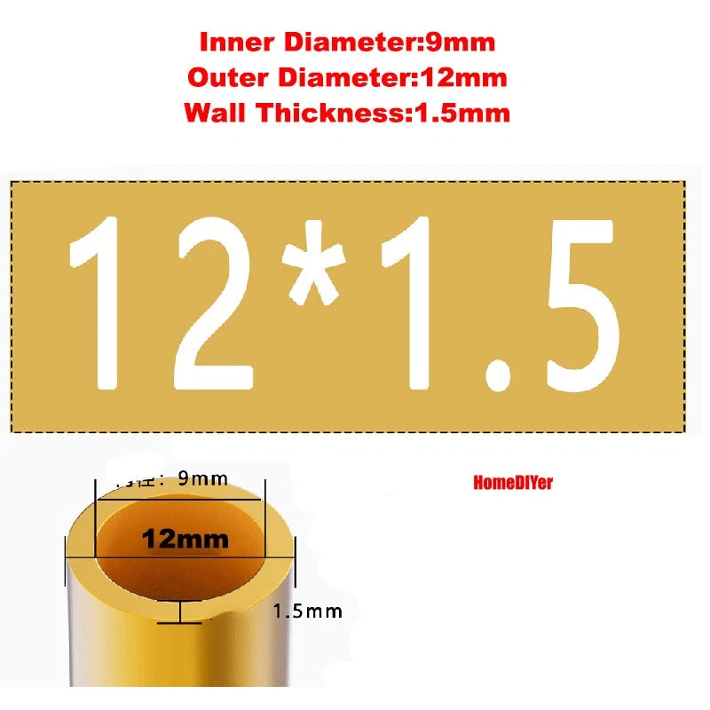 H62 Brass Round Tube — OD 2mm–100mm, Wall 0.5mm–4mm, 200mm Length