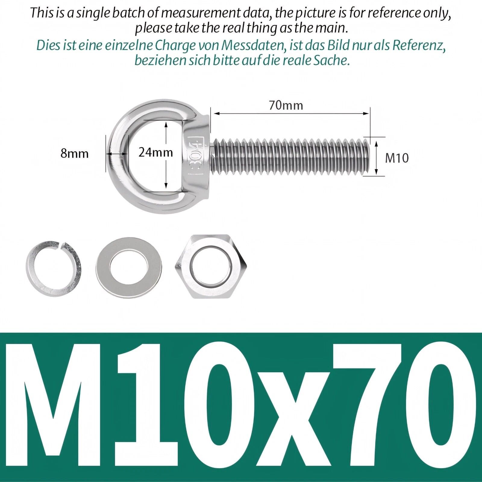 M8 M10 M12 Eye Bolts Kit Screws Nut Washer Long Boat Stainless Steel A2 304