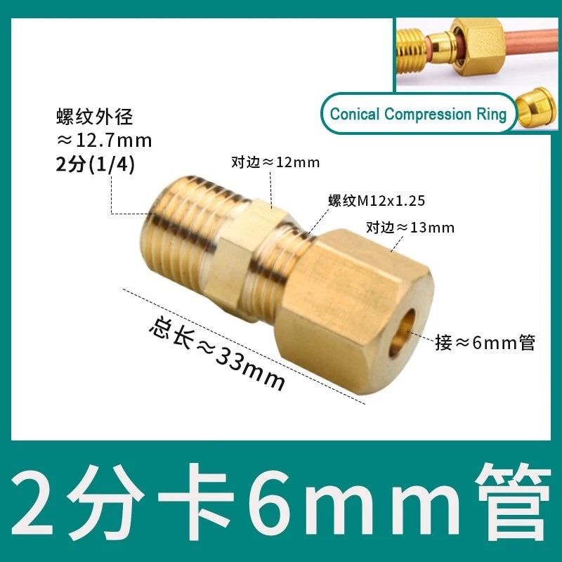 Brass Male Thread Compression Fittings – Circular, Conical & Double Ring, 1/8" to 1/2"