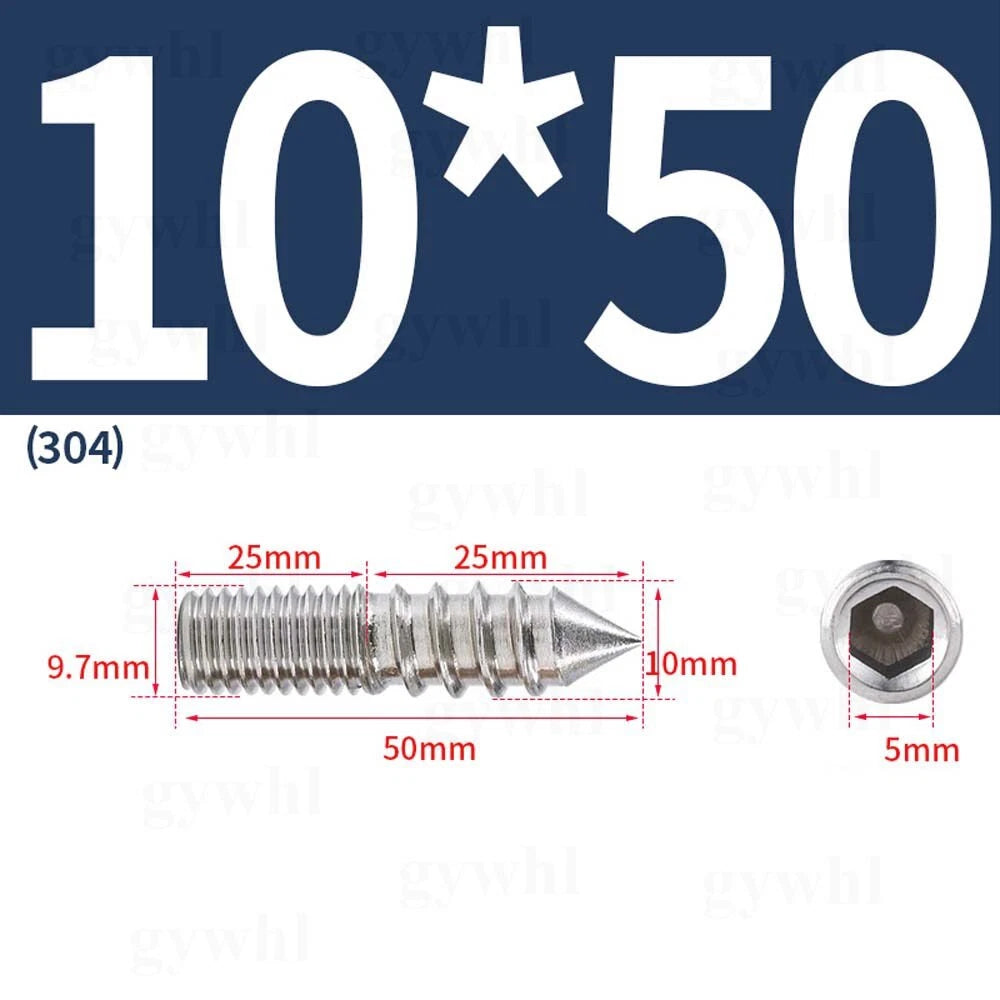 Wood To Metal Dowels Double Ended Threaded Furniture Screws M3 M4 M5 M6 8 10 M12