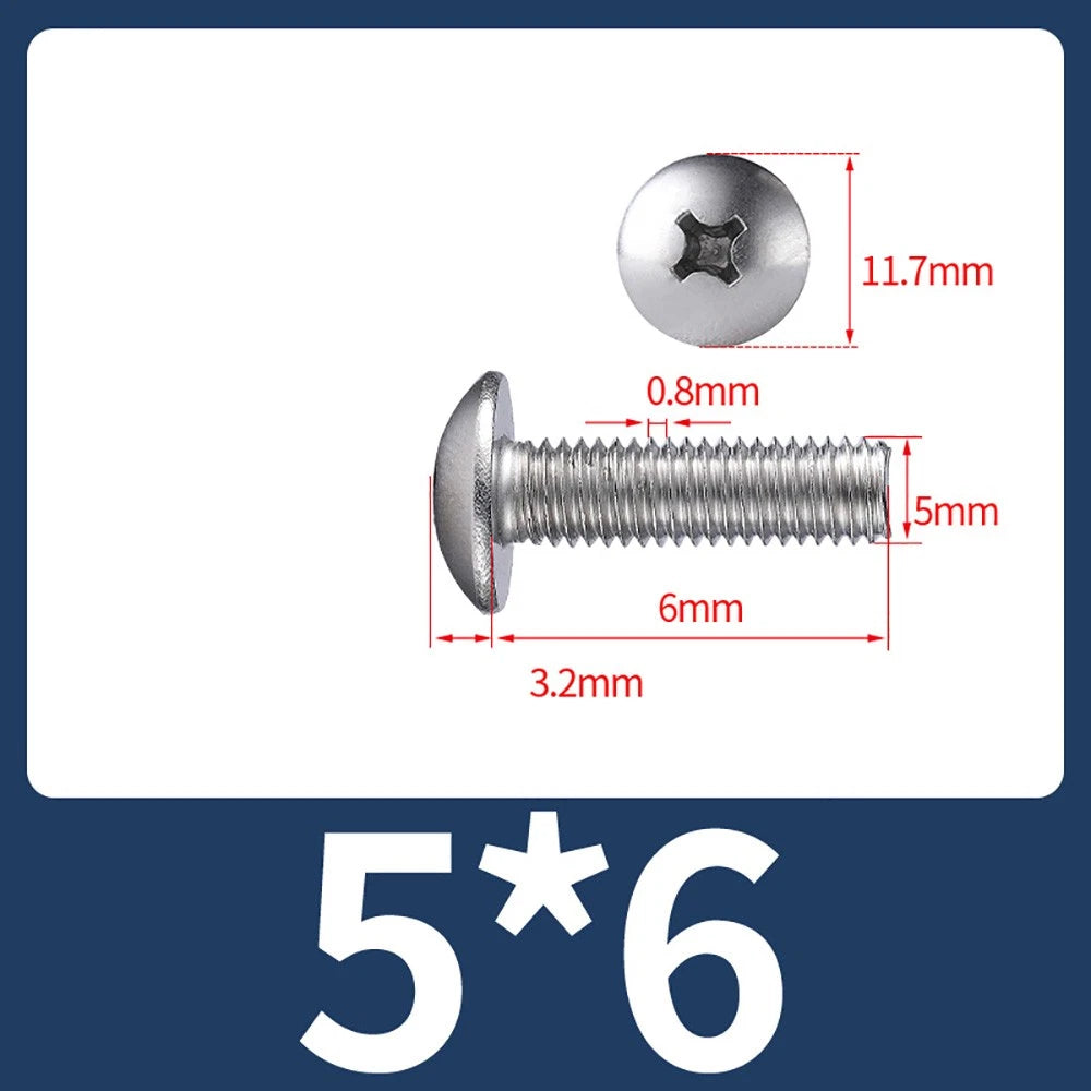 M4-M8 Phillips Truss Head Machine Screw Large Flat Head Screws Stainless Steel