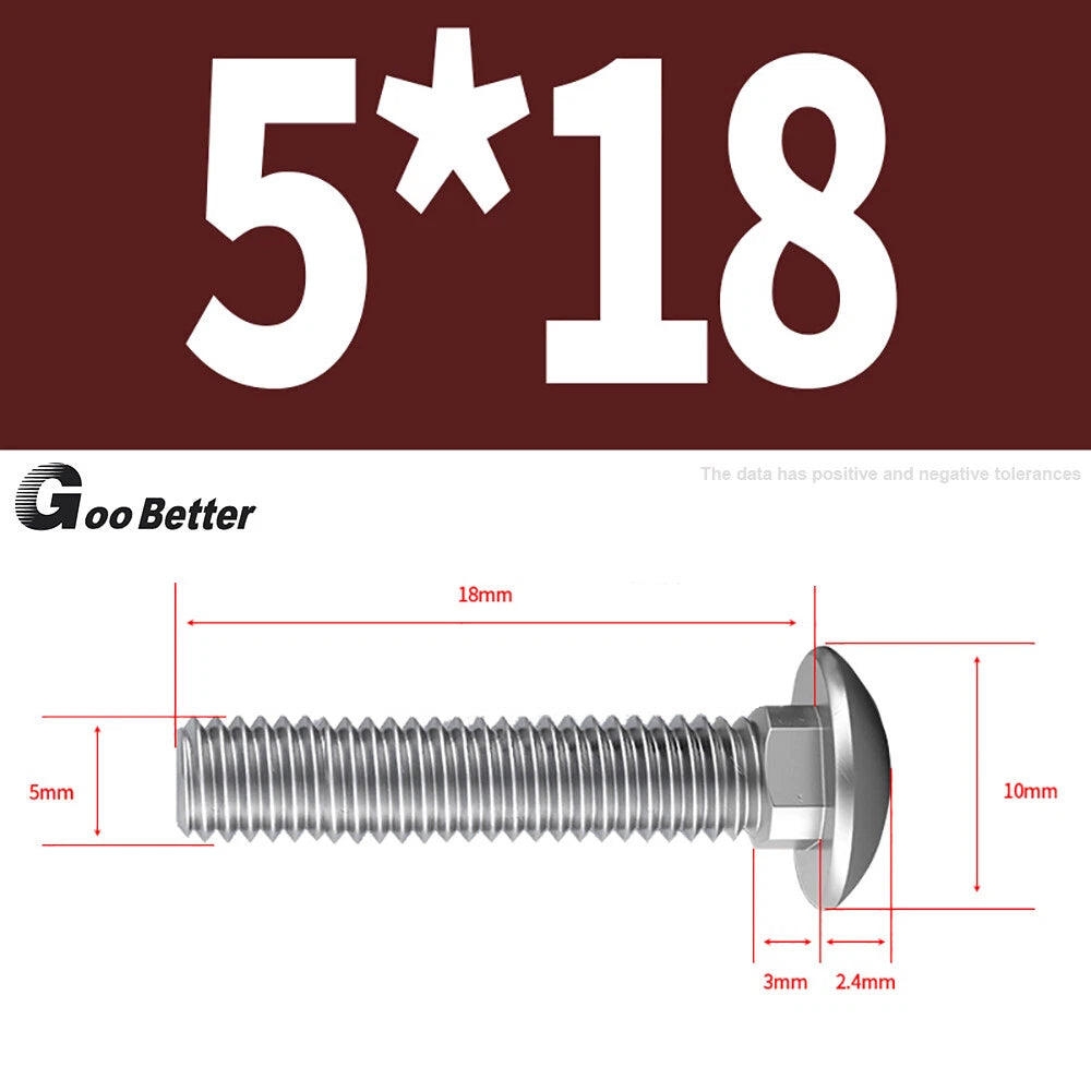 M4–M12 Carriage Bolts A2 Stainless Steel | Cup Square Neck Screws