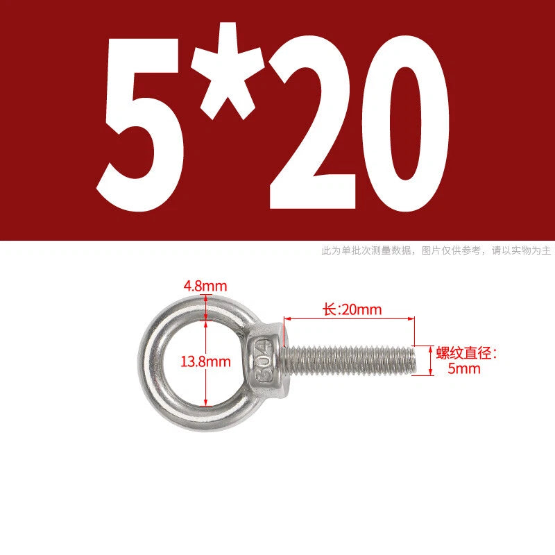 Lifting Eye Bolts A2 304 Stainless Steel M4 M5 M6 M8 M10 M12 M14 M16 M18 M20 M24