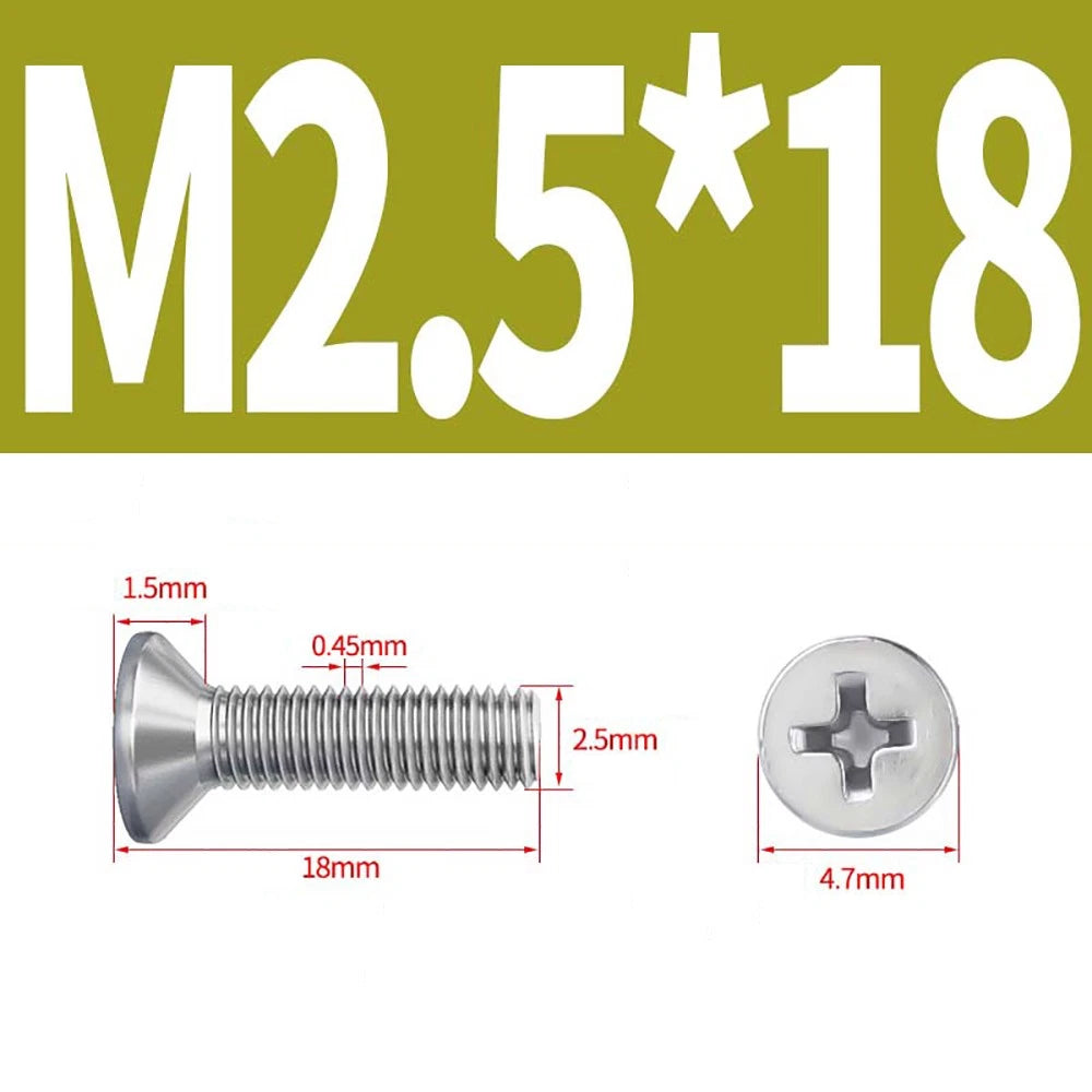 M2–M8 A4 Stainless Steel Phillips Countersunk Screws – Marine Grade, DIN 965, Fully Threaded (3–100mm)