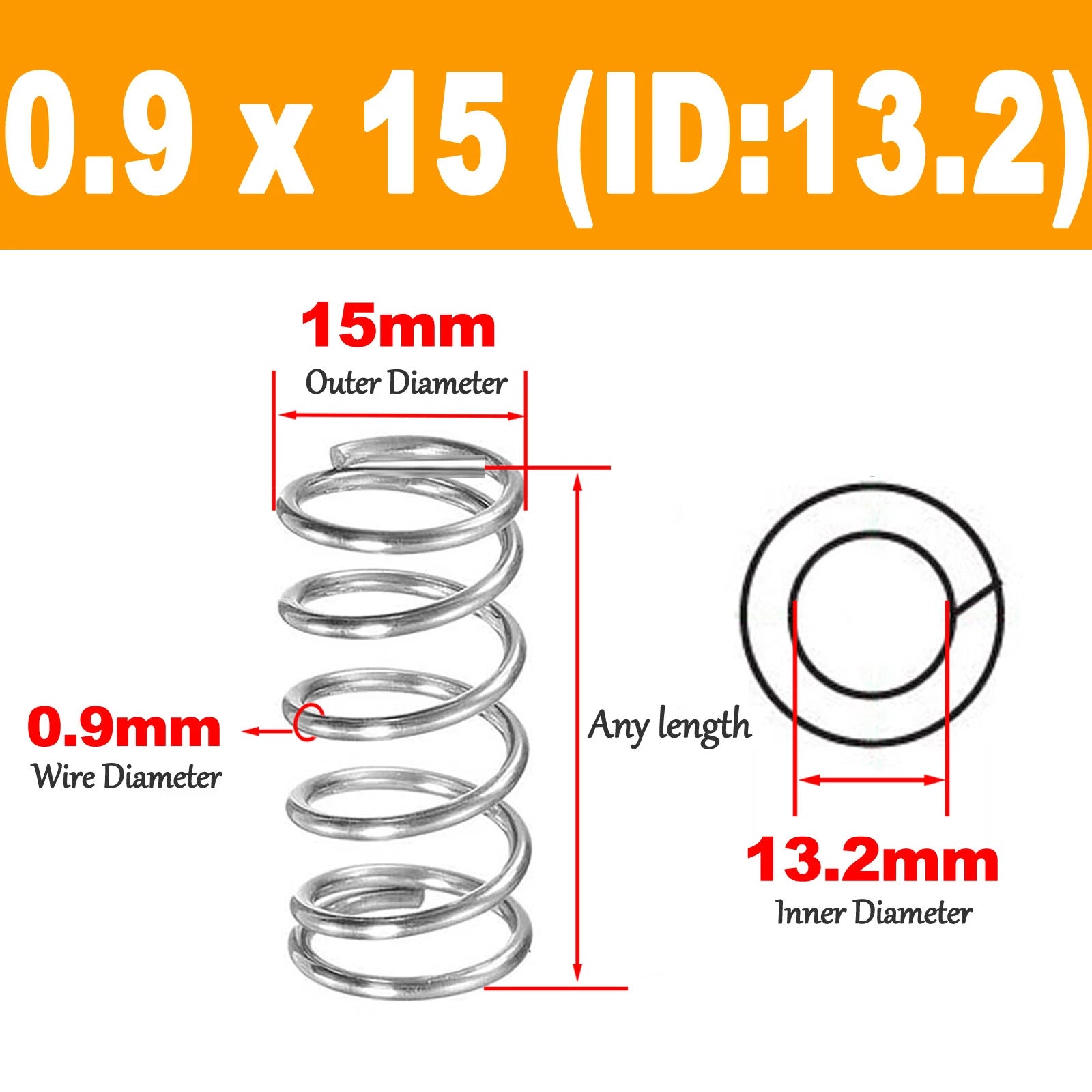 Compression spring Stainless steel wire 0.9mm Return spring outer diamete 5-16mm