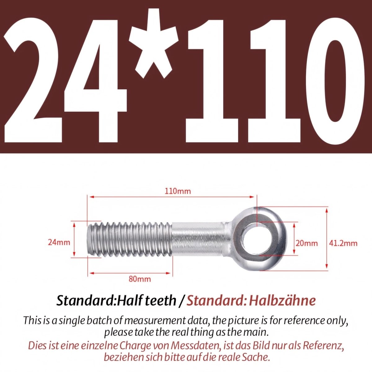 M20/M24 Stainless Steel A2 Eye Bolts – Threaded Ring for Catenary Wire & Hanging - HomeDIYer