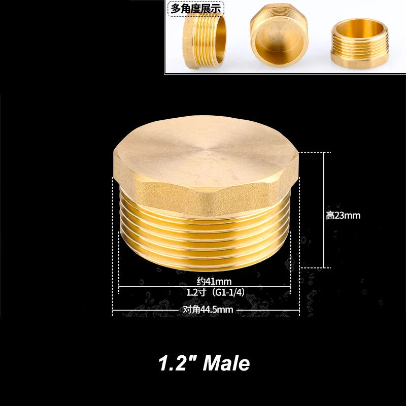 Brass BSP Blanking Cap Plug — 1/8" to 2" Male & Female Stop End with Washer