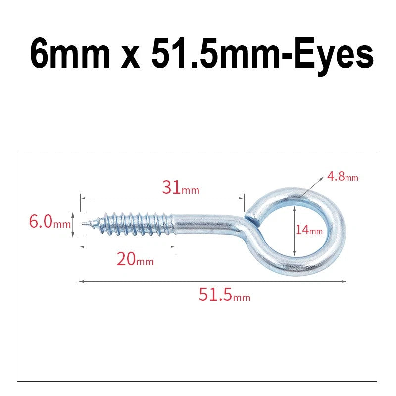 Screw-In Hooks & Eye Hooks — Galvanized, Nickel, Copper & Stainless, 1.1mm–8.6mm