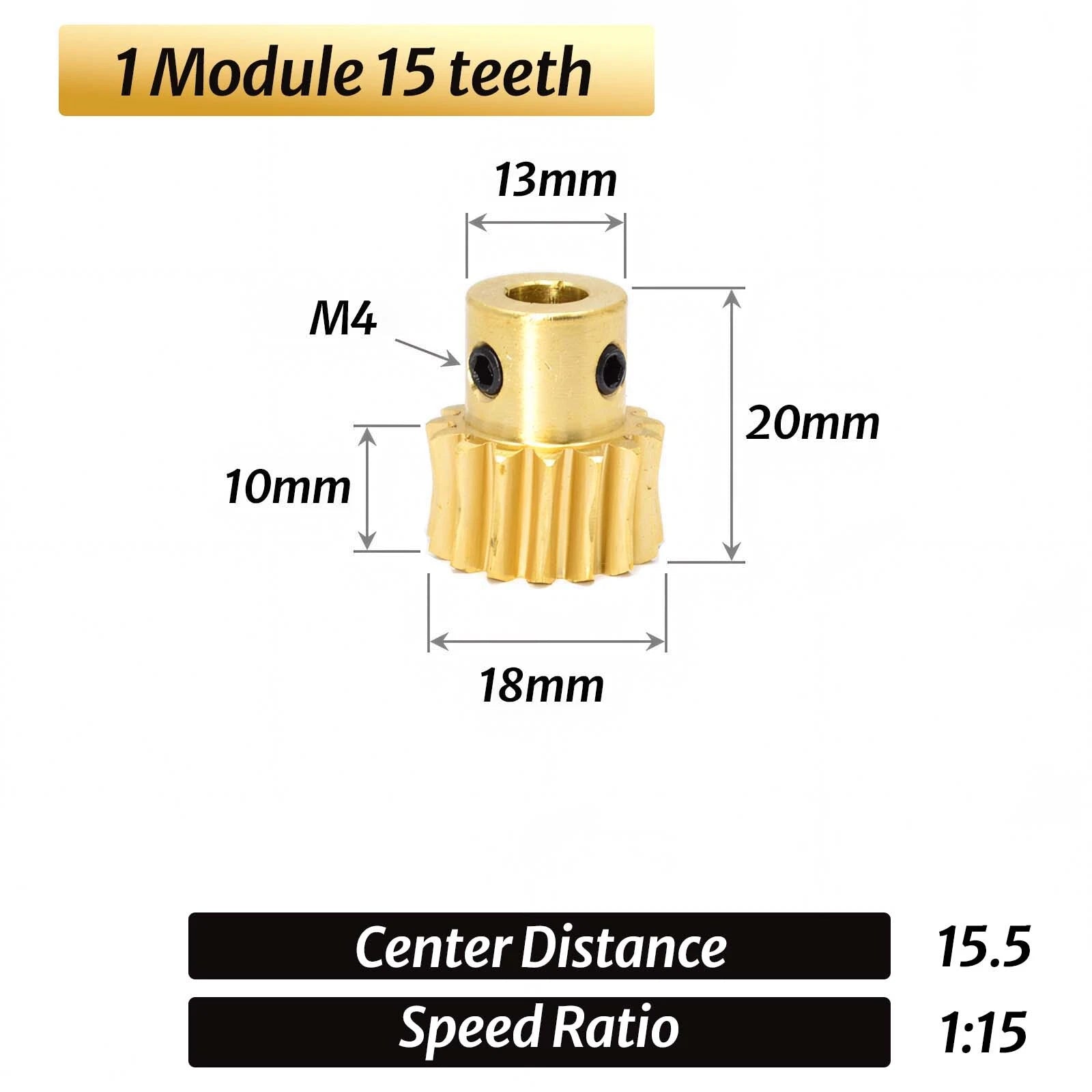 0.5/0.8/1/1.5 Module 20T to 60T Gear Copper Worm Wheel Gear & Worm Gear Shaft