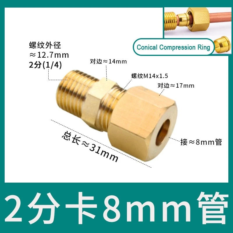 Brass Male Thread Compression Fittings – Circular, Conical & Double Ring, 1/8" to 1/2"
