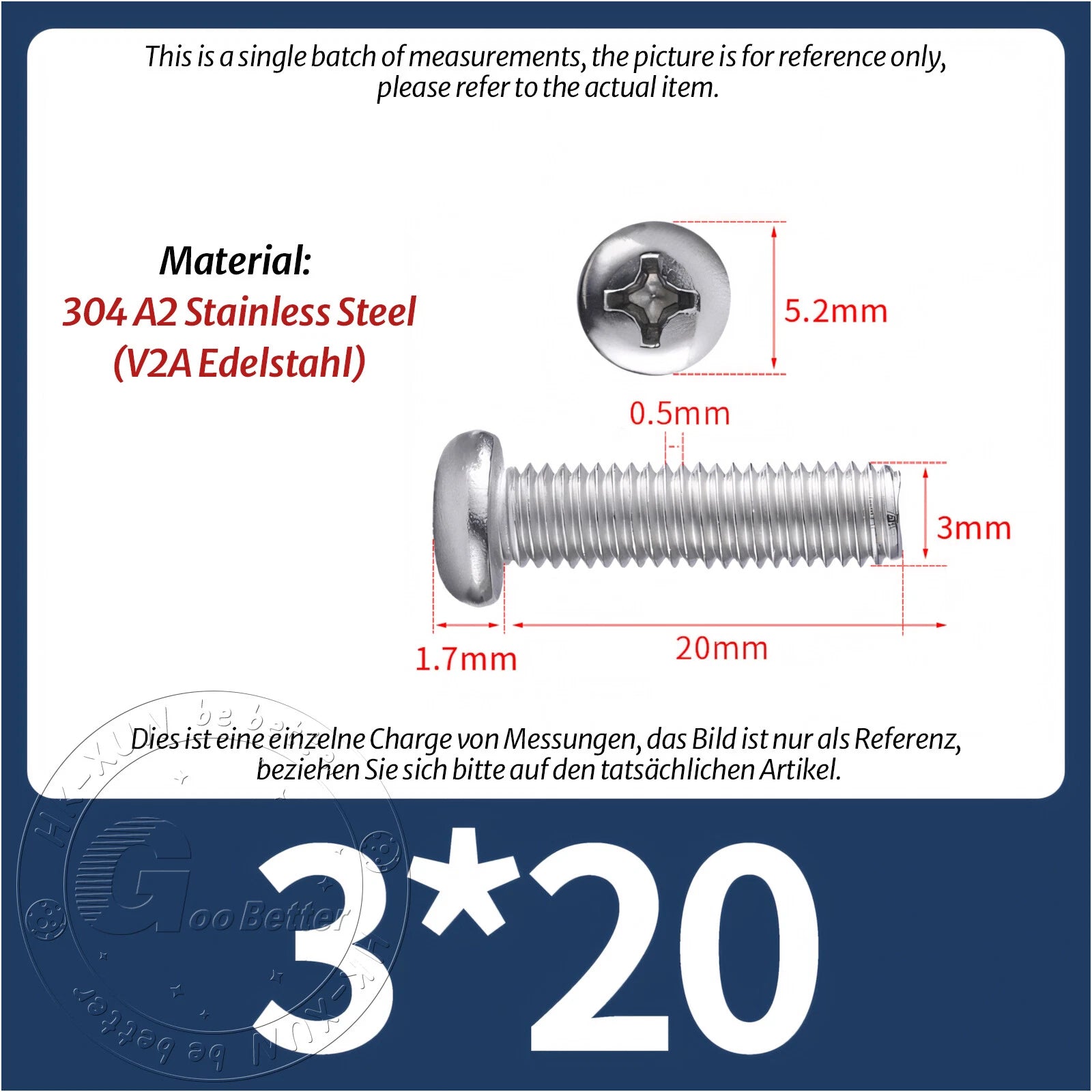 M3 M3.5 Phillips Pan Head Machine Screws – A2 Stainless Steel DIN 7985H (3–180mm Lengths)