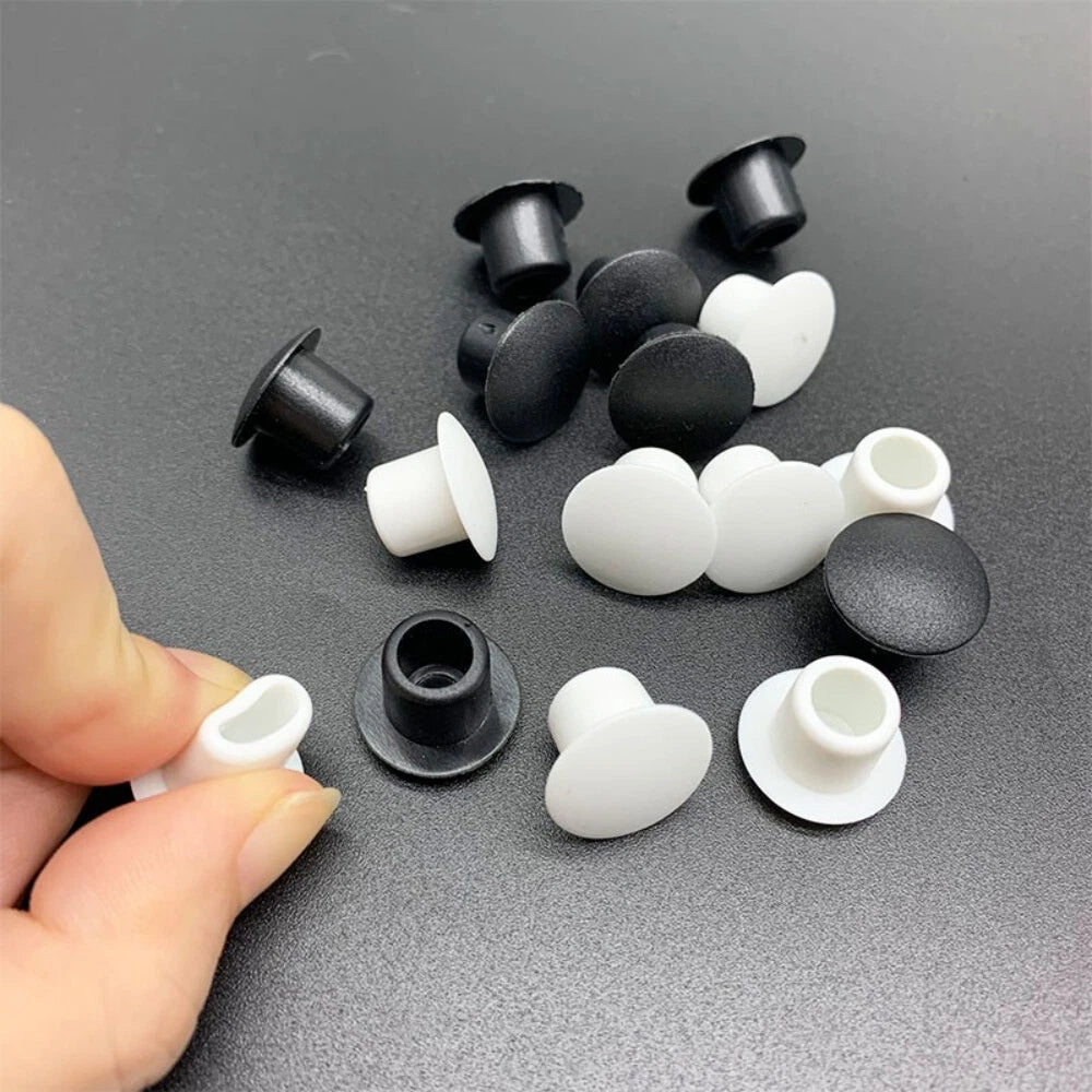 Round Hole Plugs – Rubber Button Screw Caps & Blanking Seals (9mm, 10mm, 11mm) Black/White