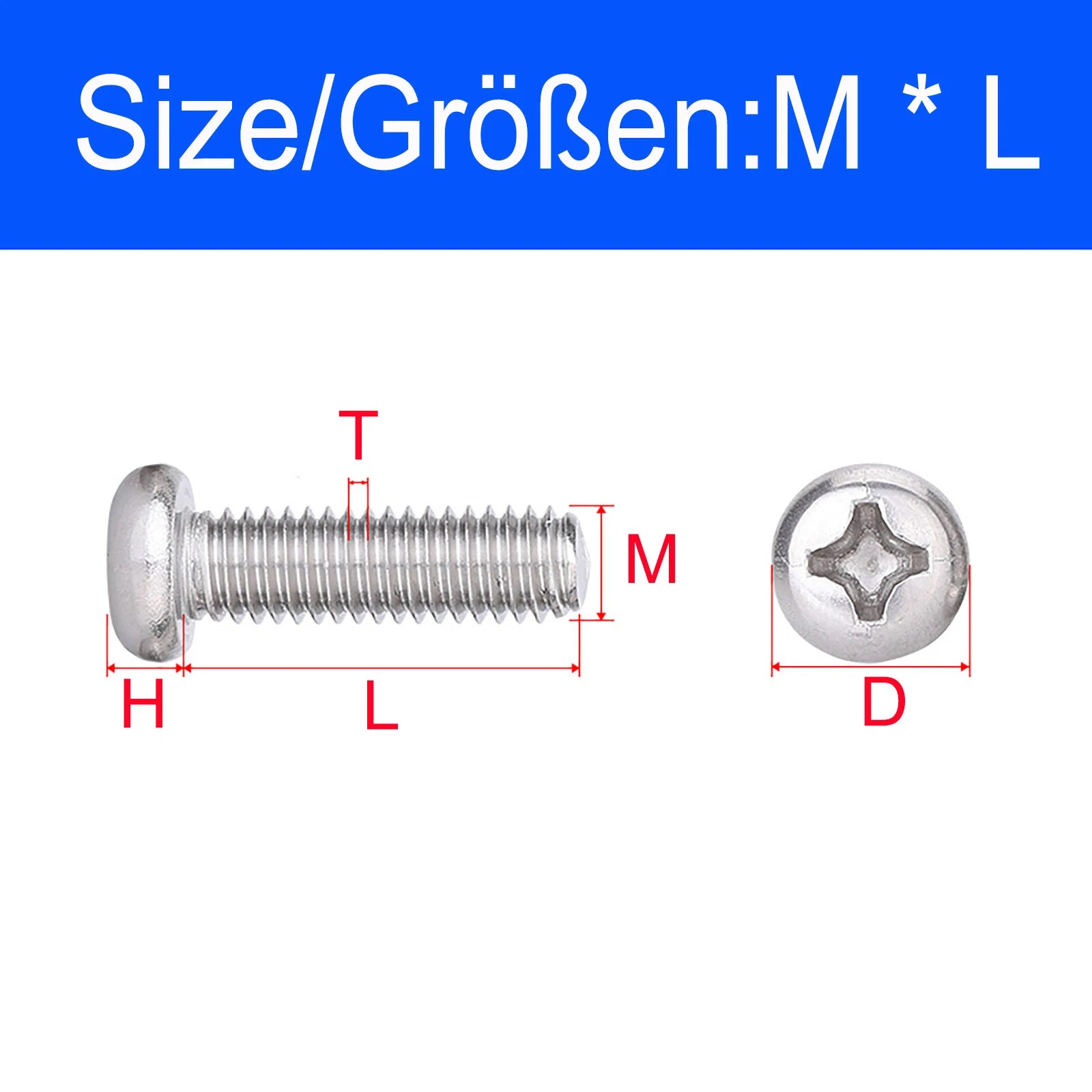 M3 M3.5 M4 M5 A2 Stainless Steel Pozi Pan Head Machine Screws DIN 7985