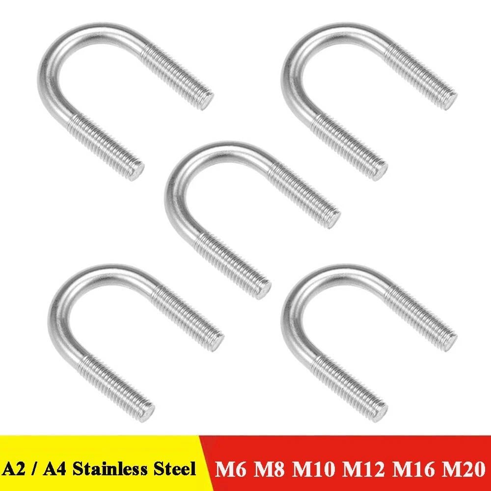 Marine Grade Round Bend U - Bolts — A2 & A4 Stainless Steel, M6 to M20 - HomeDIYer