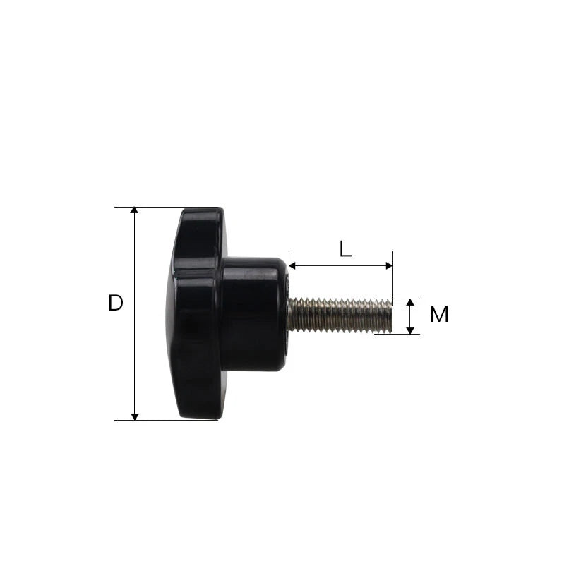 Plastic Black Thumb Screw M5 M6 Male Thread Pentagram Star Knob Grip Hand Screws