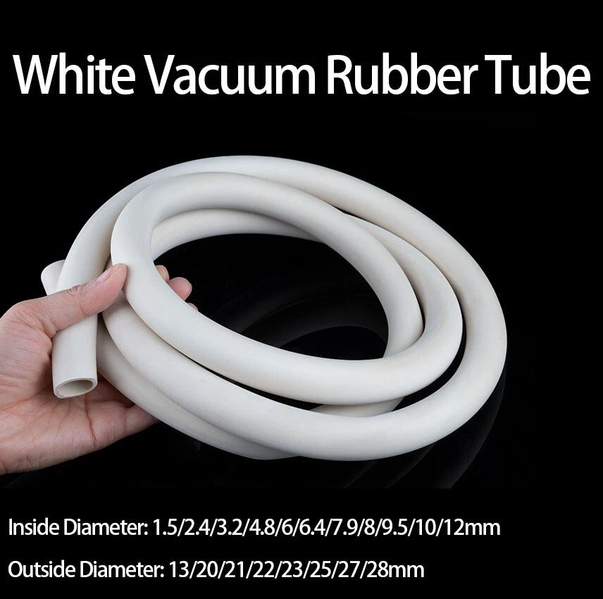 White Flexible Rubber Vacuum Tube — Laboratory Hose Pipe ID 1.5mm–12mm