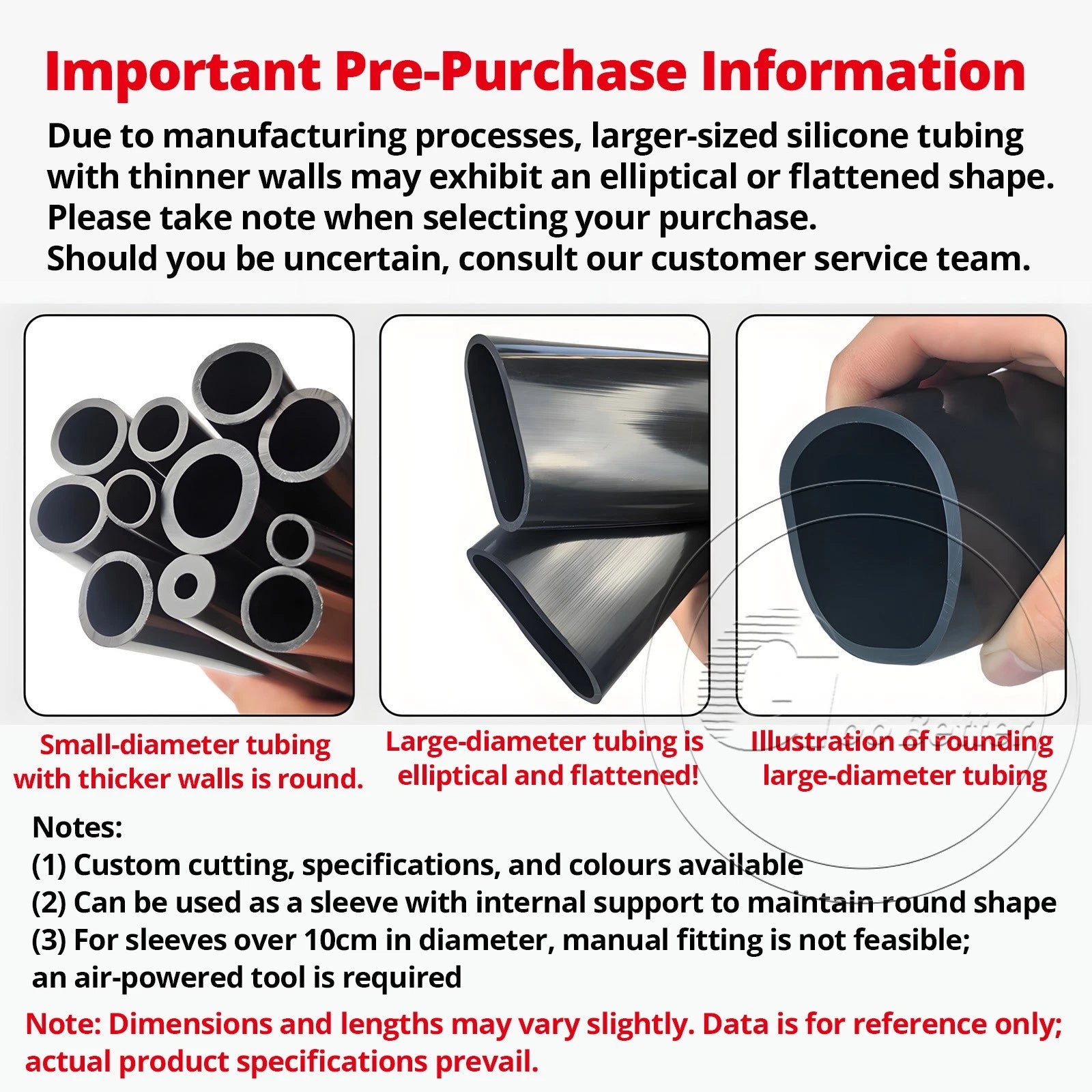 Black Silicone Rubber Tube – ID 0.5–60mm × OD 1–68mm Flexible Hose Pipe