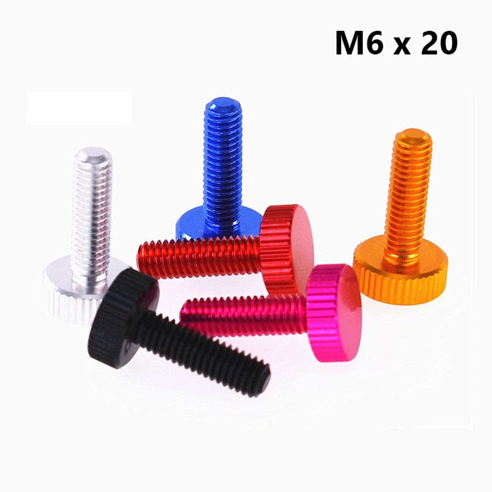 Knurled Thumb Screws M6 x 20mm Aluminum Alloy DIY Hand Tighten Grip Knob Bolts