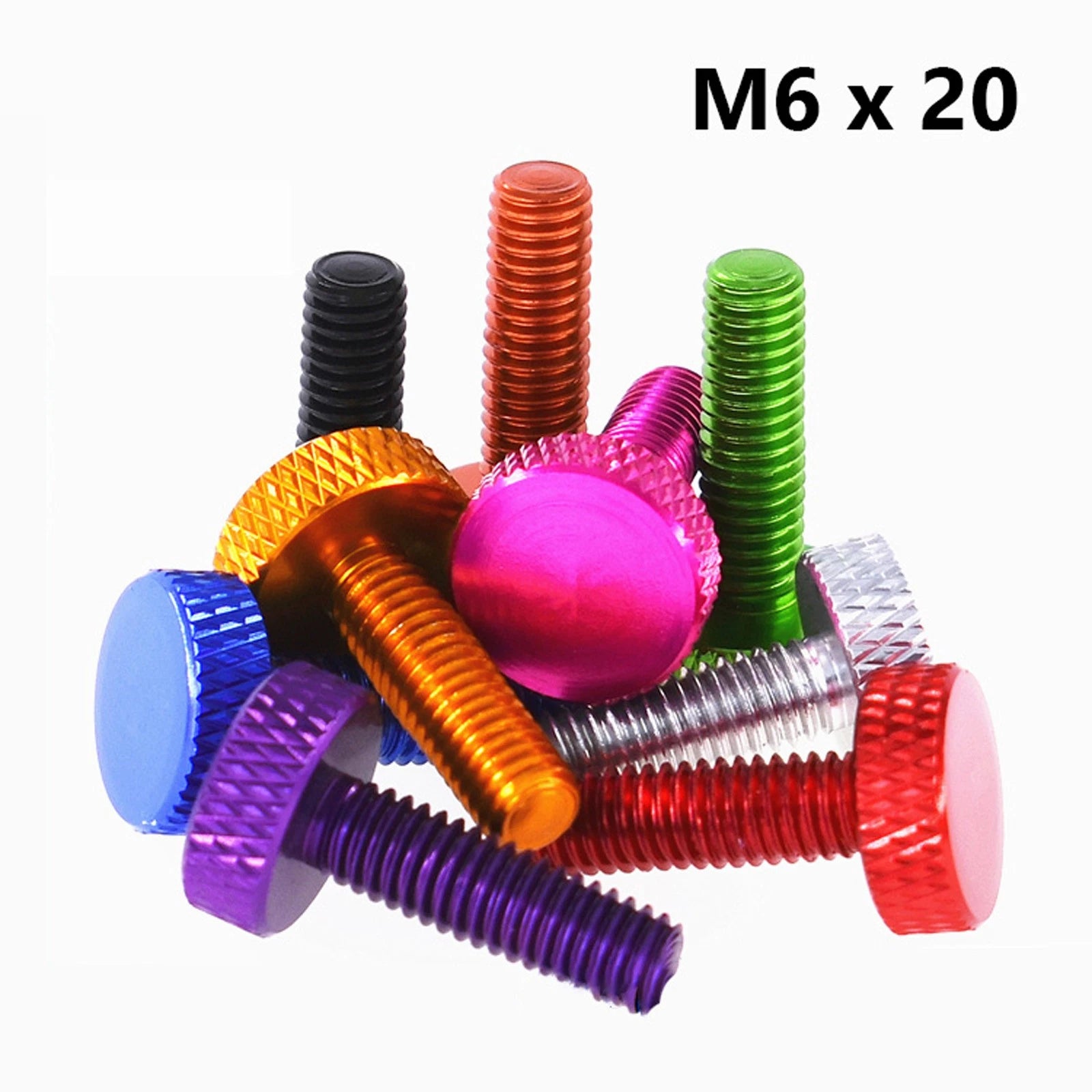 M6x20mm Knurled Thumb Screws Aluminum Alloy DIY Hand Tighten Grip Knob Bolts