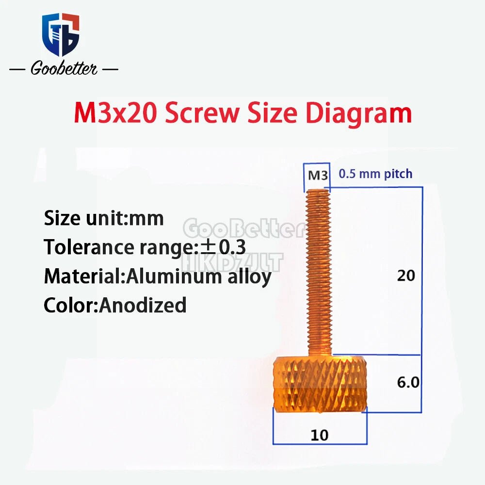 M3 Knurled Thumb Screws – Aluminum Anodized, Colorful, M3 x 20–50 mm - HomeDIYer