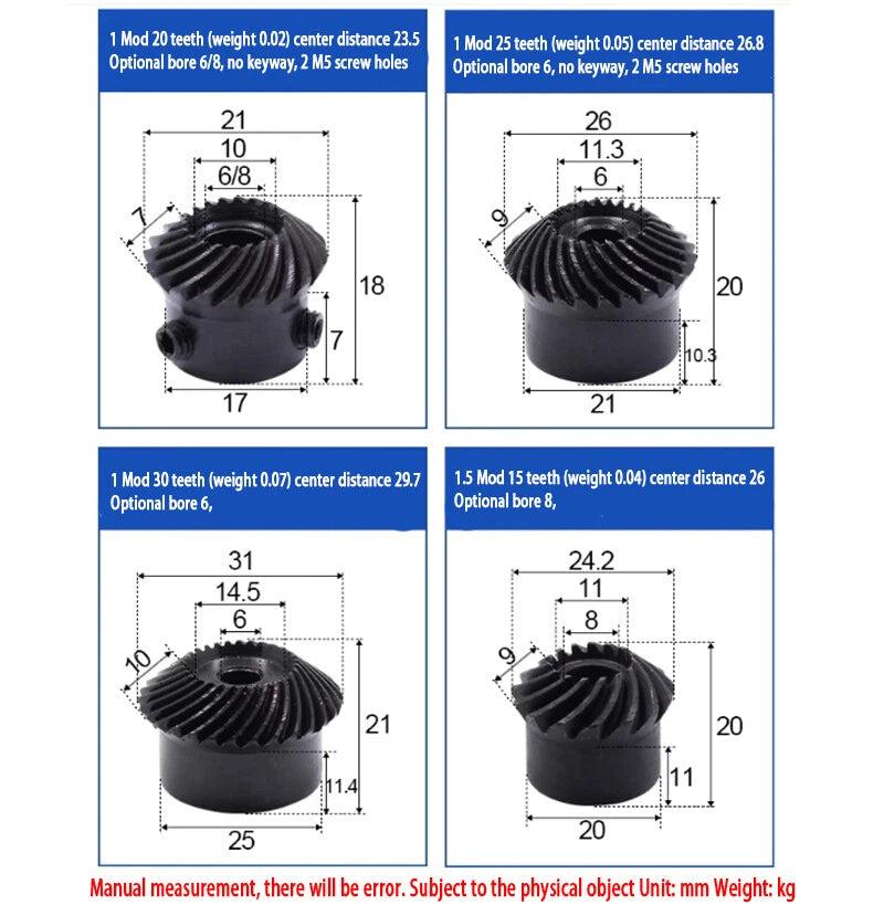 1 Set 1/1.5/2/2.5/3/4/5/6 Mod Umbrella Spiral Bevel Gear Helical 90° 45# steel