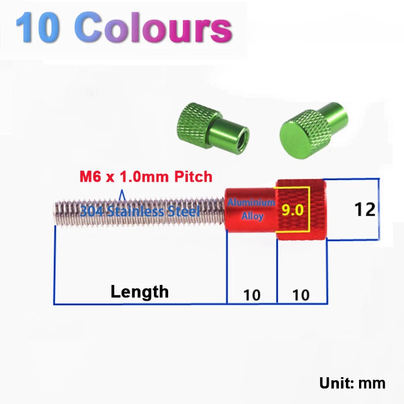 M6 Knurled Thumb Screws Aluminium + Stainless Steel Hand Tighten Grip Knob Bolts