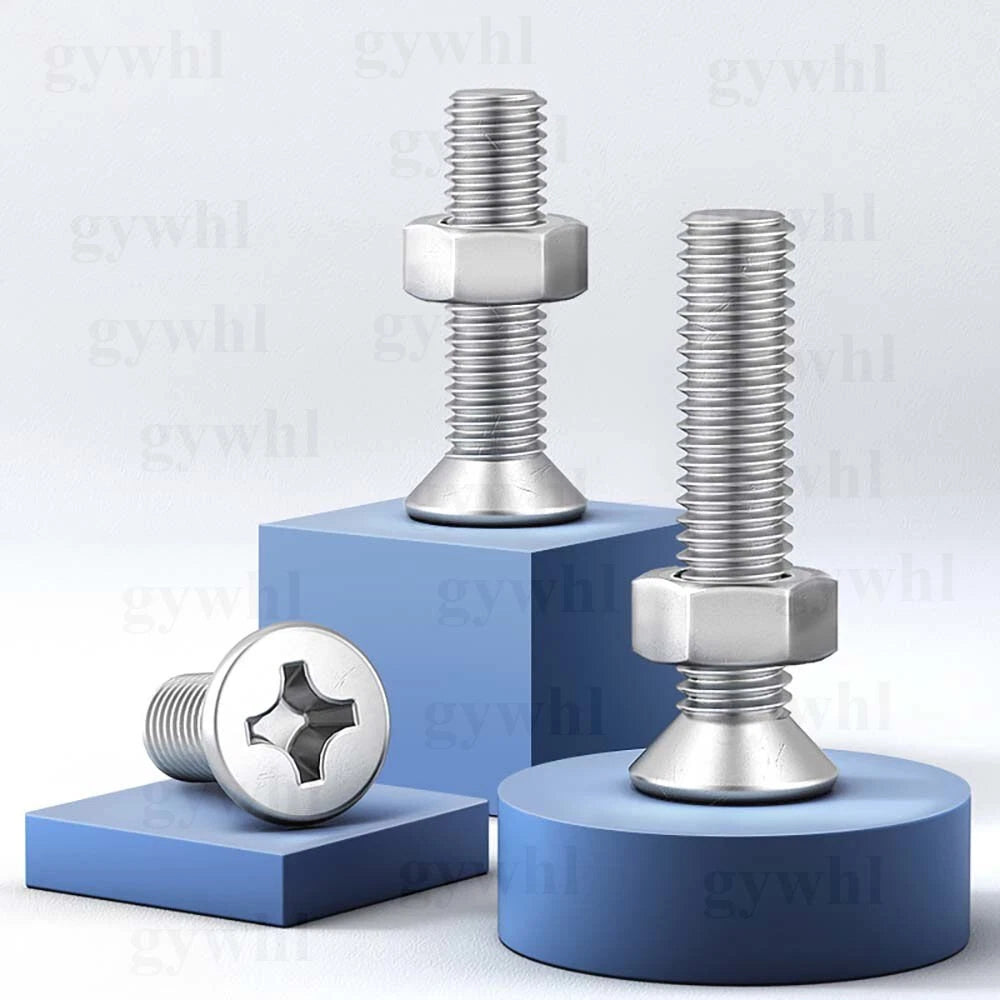 A2 Stainless Steel Phillips Countersunk Machine Screws with Nuts – M2 to M10, Flat Head, Rust‑Resistant