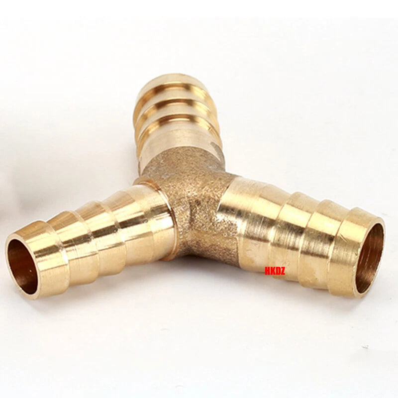 Brass Y Barbed Hose Tail Joiner — Tube Connector for Air, Water, Fuel & Gas