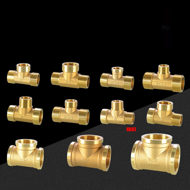 Brass T-Shape Pipe Fittings 1 2"~2" BSP Male Female Thread Tee Connector Adapter