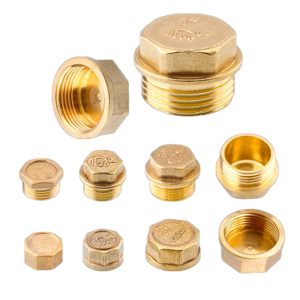 Brass BSP Blanking Cap Plug — 1/8" to 2" Male & Female Stop End with Washer