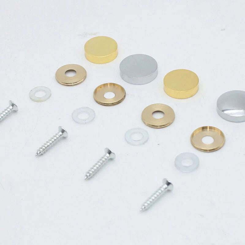 Mirror Screws Cap – Brass Chrome Decorative Cover Caps (10mm to 25mm) for Glass & Furniture – Silver/Gold