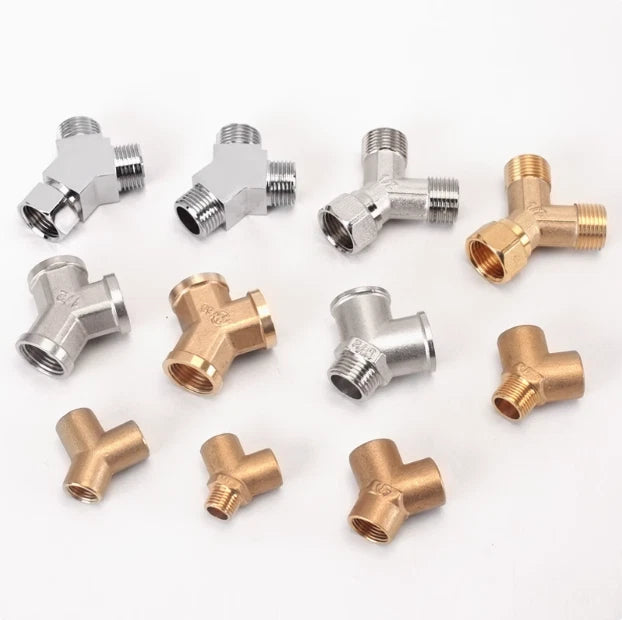 Solid Brass Y-Shape BSP Pipe Fitting — Equal Female Male Thread Connector