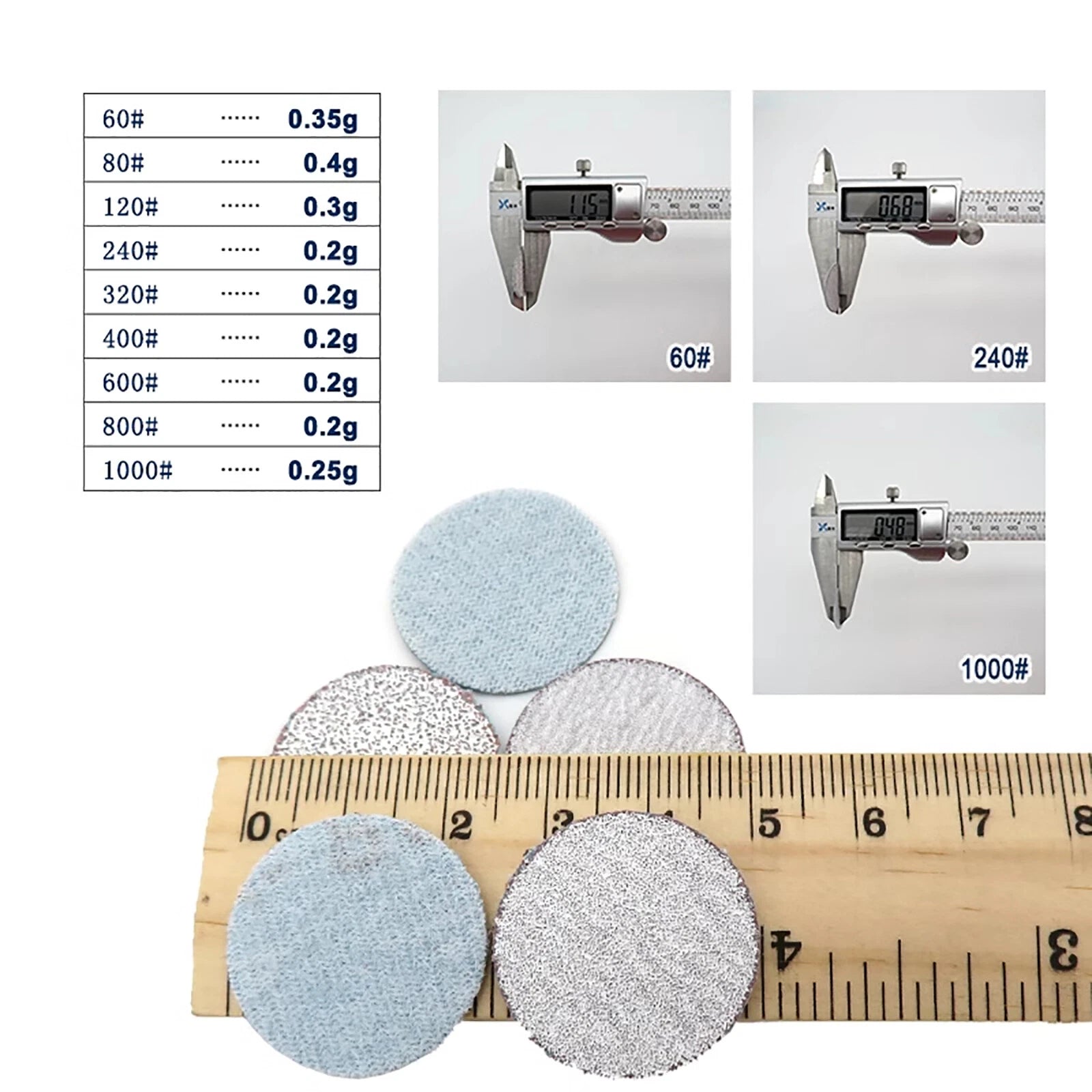 25mm 1 inch Sanding Discs Hook and Loop Pads 60-1000 Grit Dry Abrasive Sandpaper