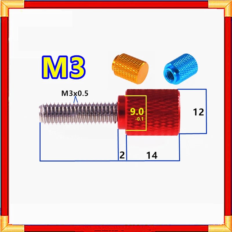 M3 Knurled Thumb Screws – Aluminium Hand Grip Knob + Stainless Steel Stud (Anodised Colours) - HomeDIYer