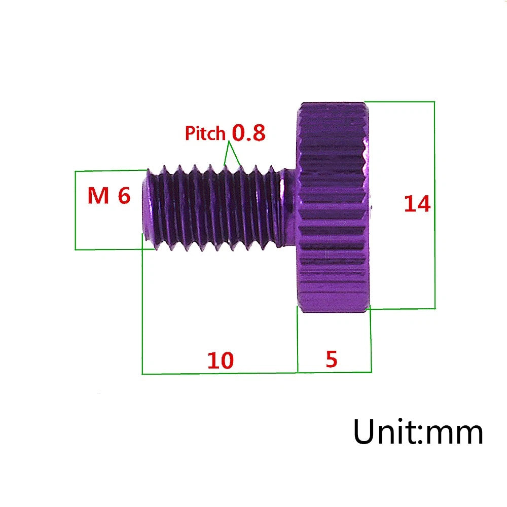 M6x10mm Aluminium Knurled Thumb Screws Flat Head Hand Grip Knob Bolts PC Case