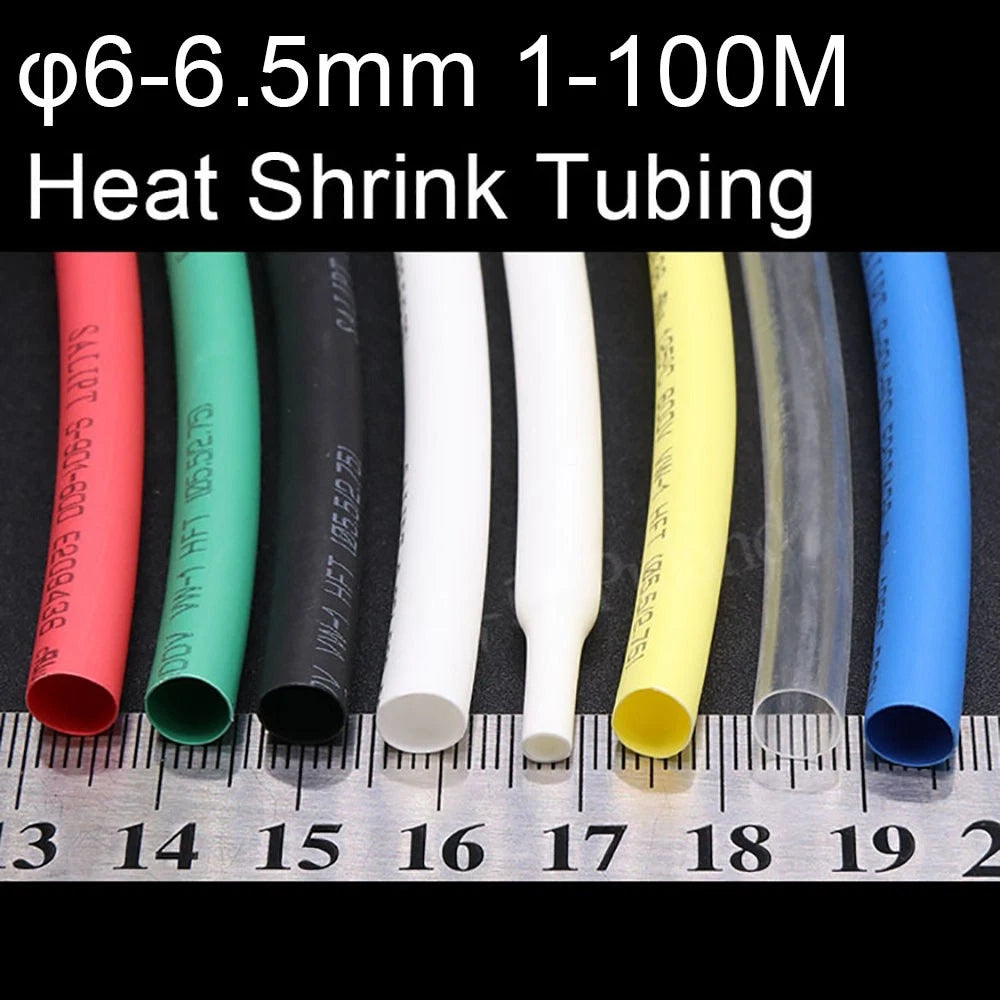 φ6–6.5mm Heat Shrink Tubing 2:1 — Electrical Wire Sleeving, Multiple Colors & Lengths